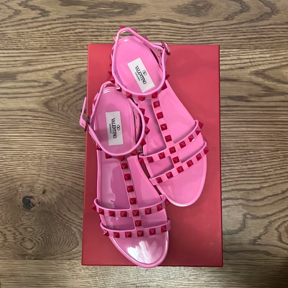Valentino Pink Jelly Stud Sandal - 37